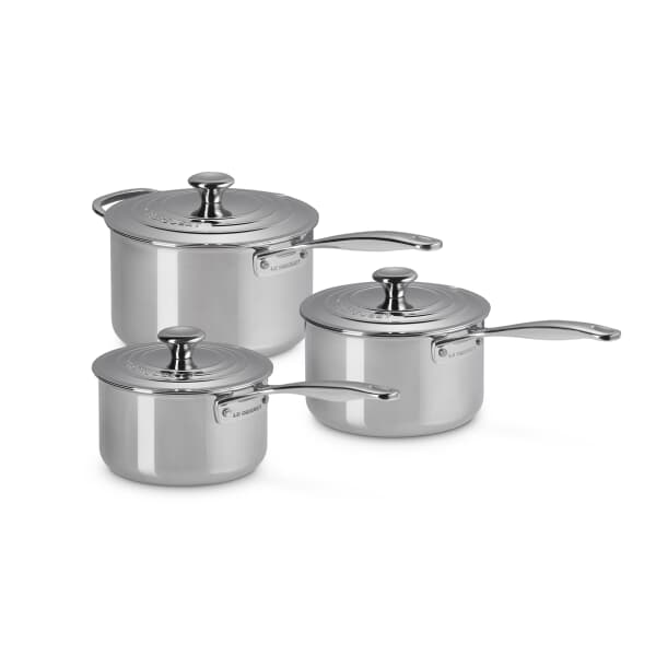 Le Creuset Signature Stainless Steel 3 Piece Saucepan Set