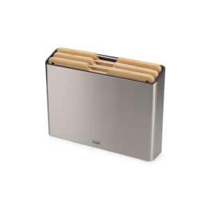 Joseph Joseph Folio Steel 3-Piece Bamboo Chopping Board Set with Stainless-