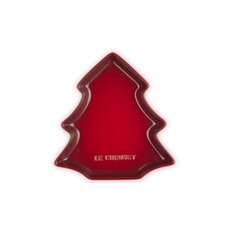 Le Creuset Stoneware Christmas Tree Plate Cerise