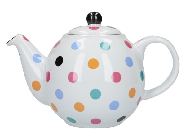 London Pottery Globe 6 Cup Teapot White With Multi Spots