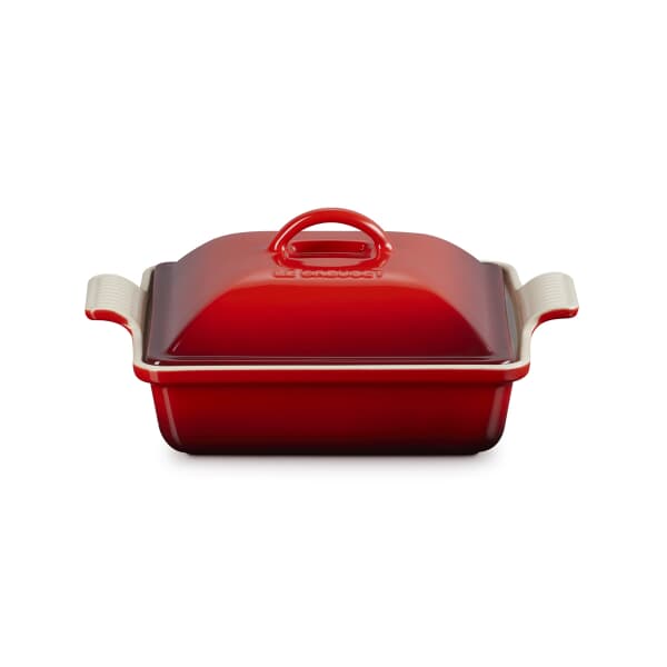 Le Creuset 23cm Deep Square Dish With Lid Cerise