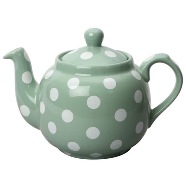 London Pottery Farmhouse 4 Cup Teapot Green With White Spots