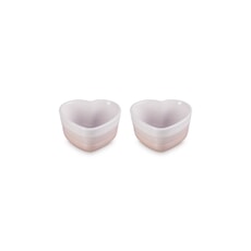 Le Creuset Set Of 2 Heart Ramekins Shell Pink