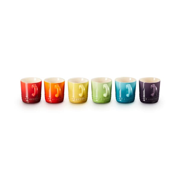 Le Creuset Rainbow Set Of 6 Espresso Mugs 100ml