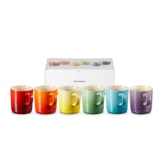 Le Creuset Rainbow Set Of 6 Coffee Mugs 350ml