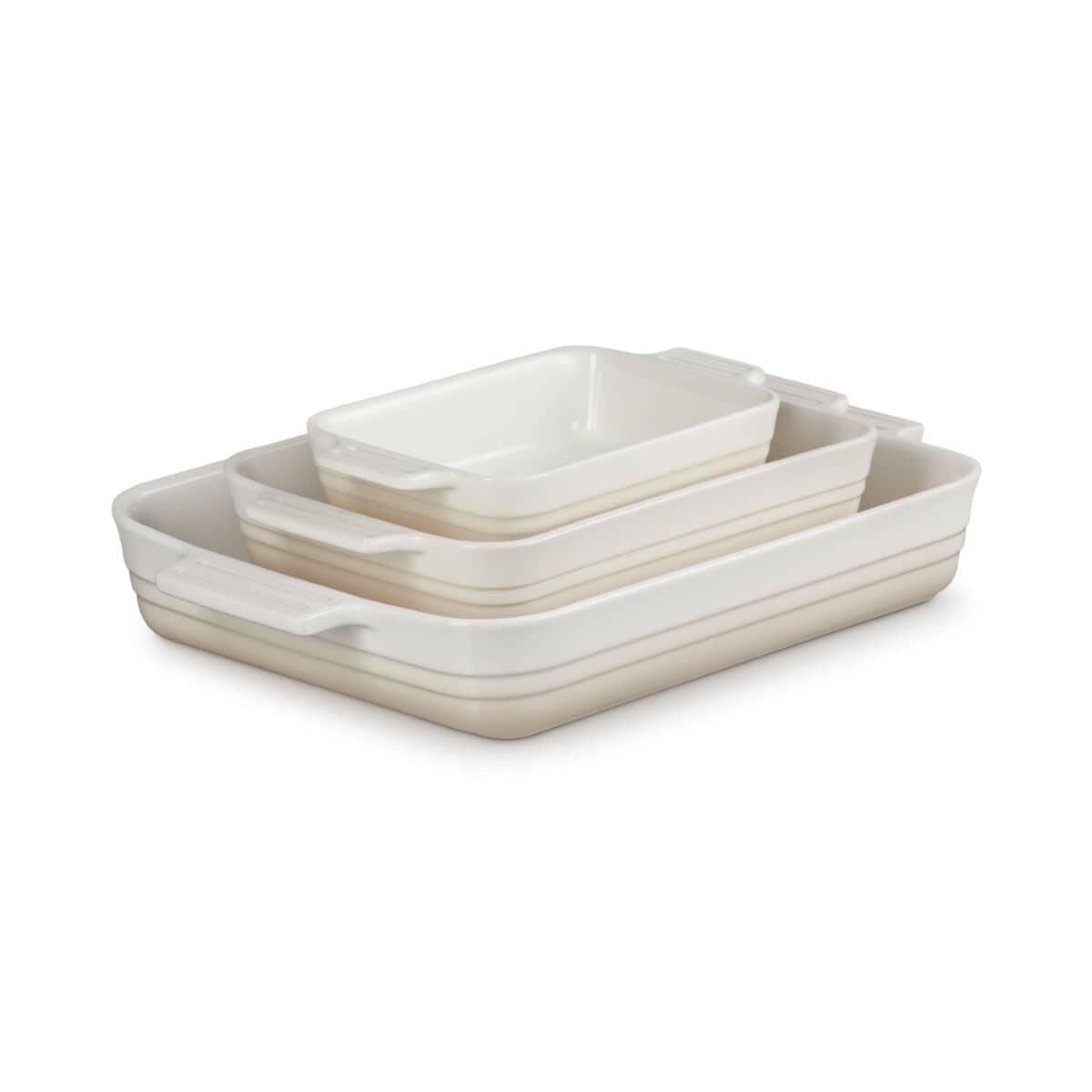 Le Creuset Set Of 3 Baking Dishes Meringue 18 25 32cm 79161007160080 eCookshop