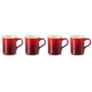 Le Creuset Set Of 4 Stoneware Mugs Cerise 400ml