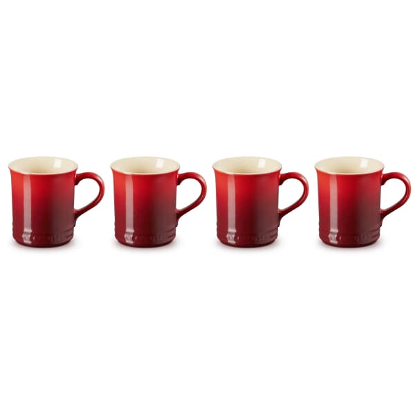 Le Creuset Set Of 4 Stoneware Mugs Cerise 400ml