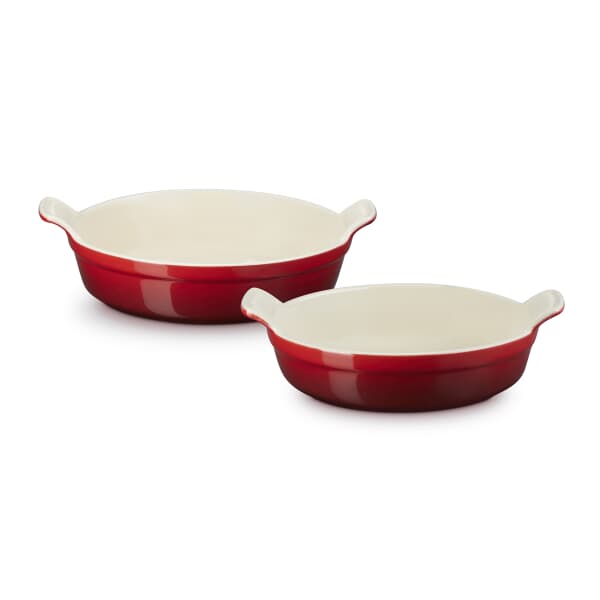 Le Creuset Stoneware Set Of 2 Heritage Round Baking Dishes Cerise