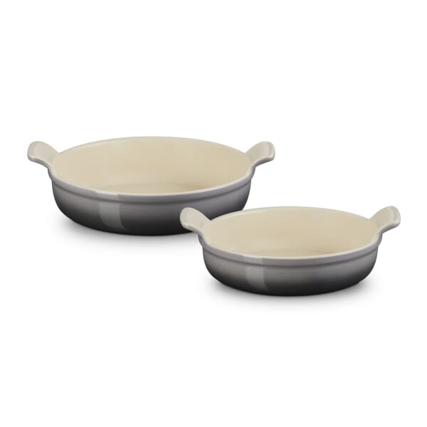 Le Creuset Stoneware Set Of 2 Heritage Round Baking Dishes Flint