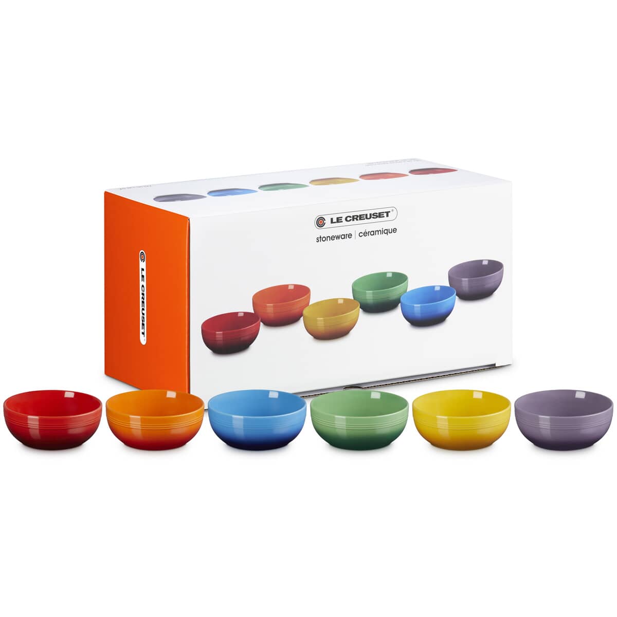 Le Creuset Rainbow Set Of 6 Coupe Cereal Bowls - (79359005218000