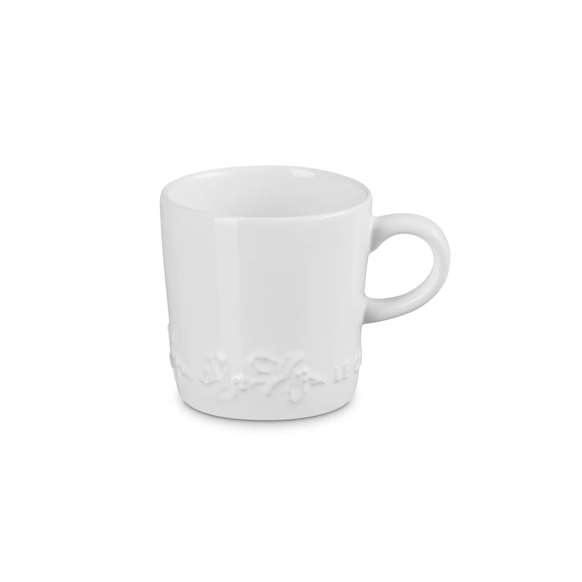 Le Creuset Christmas Holly Cappucino Mug White