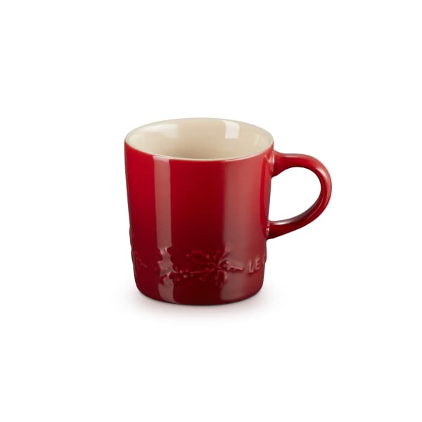 Le Creuset Christmas Holly Cappucino Mug Cerise