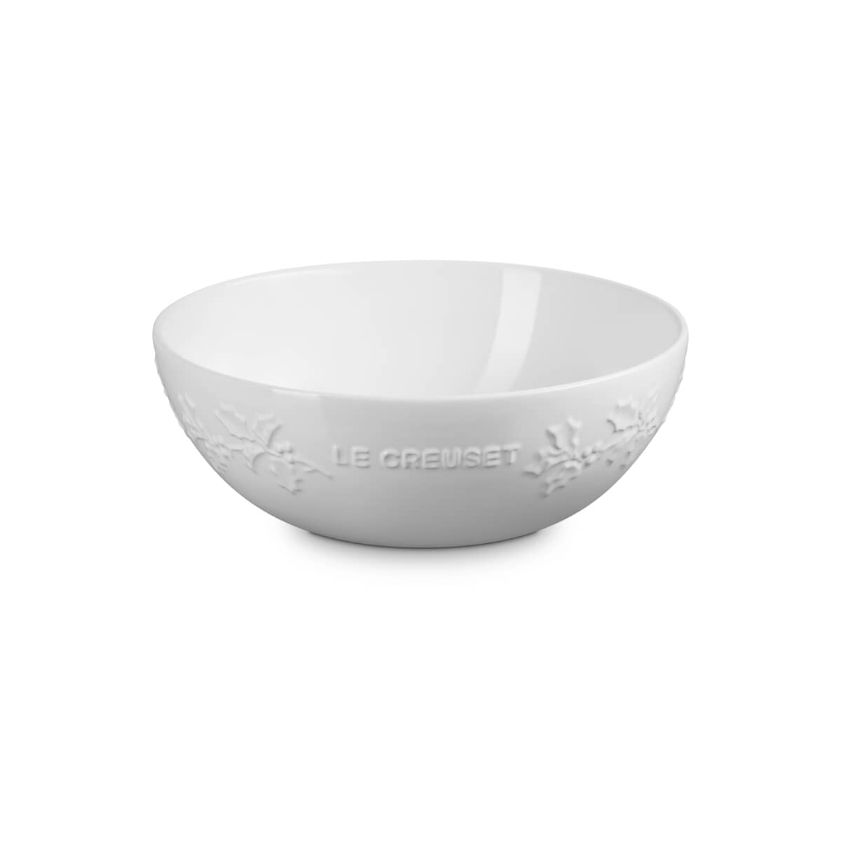Le Creuset Christmas Holly Serving Bowl White