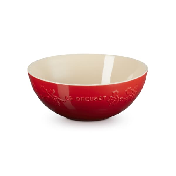 Le Creuset Christmas Holly Serving Bowl Cerise