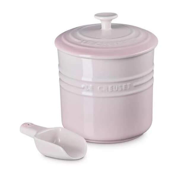 Le Creuset Pet Food Storage Jar With Scoop Shell Pink