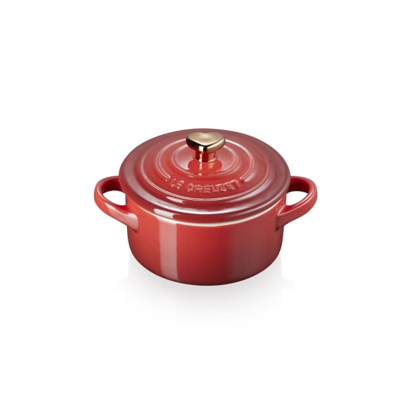 Le Creuset Petite Casserole With Gold Heart Knob Cerise