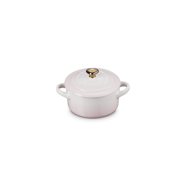 Le Creuset Petite Casserole With Gold Heart Knob Shell Pink