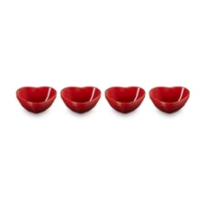 Le Creuset Set Of 4 Mini Heart Bowls Cerise