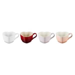 Le Creuset Set Of 4 Heart Shaped Mugs