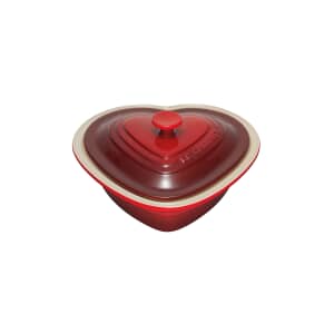 Le Creuset Stoneware Deep Heart Dish With Lid Cerise