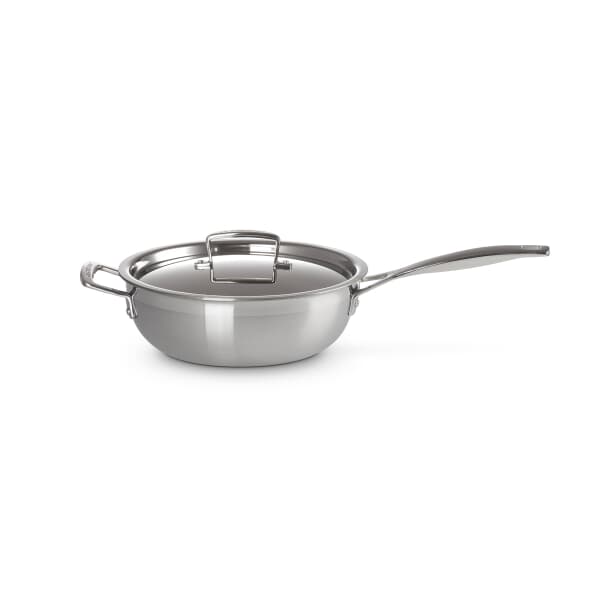 Le Creuset Classic 3-ply Stainless Steel 24cm Non Stick Chefs pan wth lid