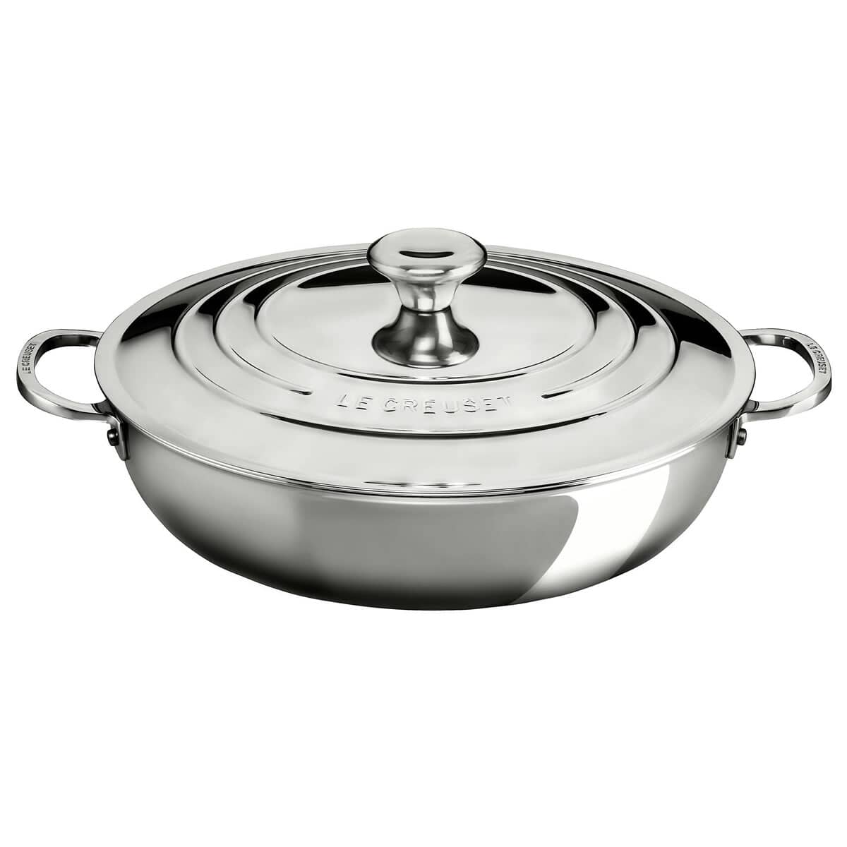 LE CREUSET SHALLOW CASSEROLE 3S ステンレス20 Le Creuset 3-Ply Stainless Steel Shallow Casserole with Lid, 20 x