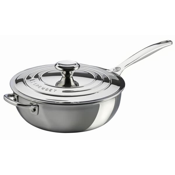 Le Creuset Signature Stainless Steel 24cm Non Stick Chefs Pan With Lid