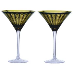 Artland Set of 2 Midnight Peacock Cocktail Glasses