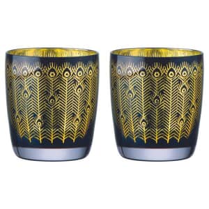 Artland Set of 2 Midnight Peacock DOF Tumblers