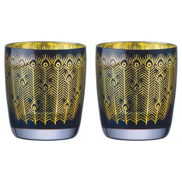 Artland Set of 2 Midnight Peacock DOF Tumblers
