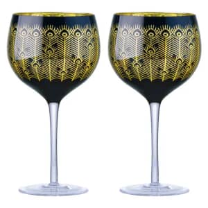 Artland Set of 2 Midnight Peacock Gin Glasses
