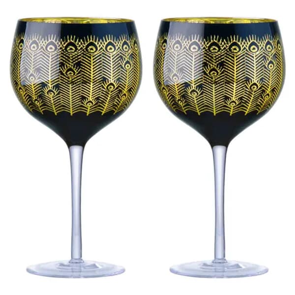 Artland Set of 2 Midnight Peacock Gin Glasses