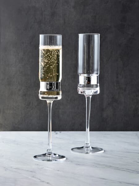 Anton Studio Designs Set of 2 SoHo Champagne Flutes Silver