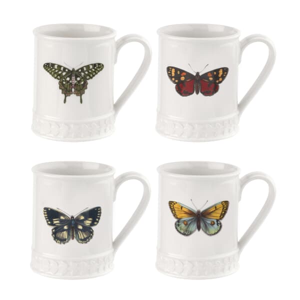 Botanic Garden Harmony 12oz Tankard Butterfly Set Of 4