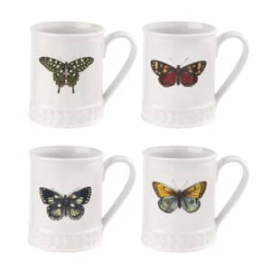 Botanic Garden Harmony 16oz Tankard Butterfly Set Of 4