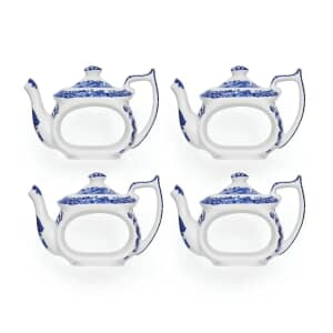 Spode Blue Italian - Teapot Shape Napkin Rings Set Of 4