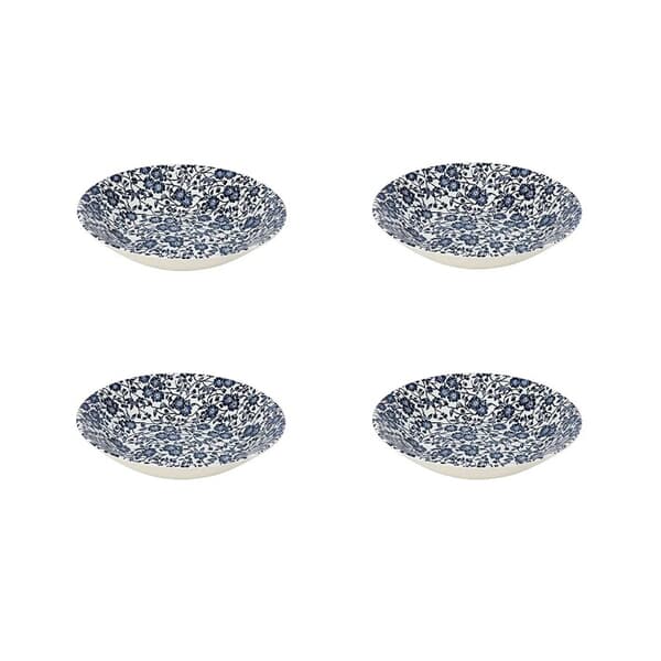Queens Blue Story Victorian Calico White Scollop 22cm Bowls Set Of 4