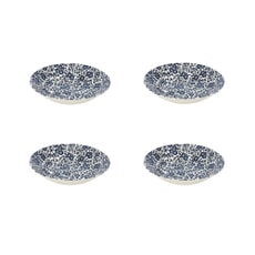 Queens Blue Story Victorian Calico White Scollop 22cm Bowls Set Of 4
