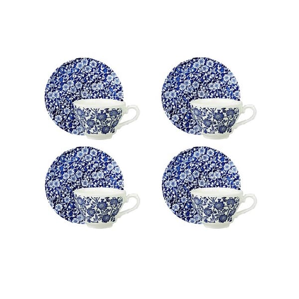 Royal Wessex Victorian Calico Teacup And Saucer Set Of 4