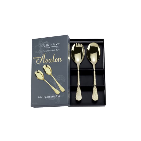 Arthur Price Champagne Avalon Boxed Salad Serving Spoon And Fork