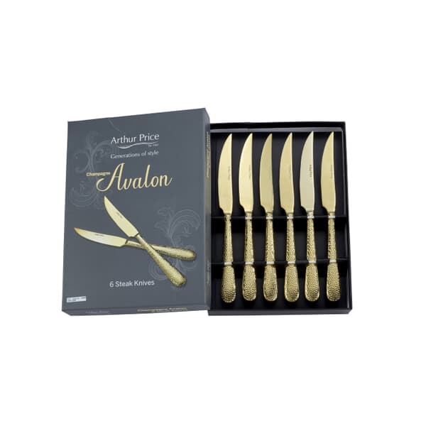 Arthur Price Champagne Avalon Box Of 6 Steak Knives