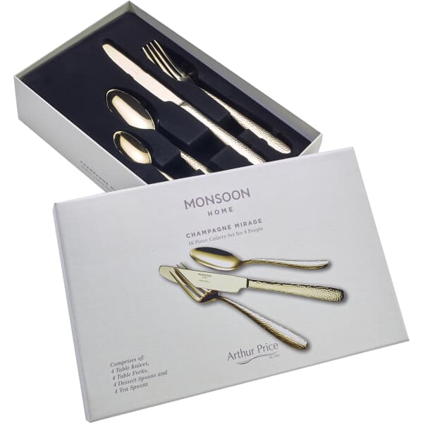 Arthur Price Monsoon Mirage Champagne 16 pc Box Set