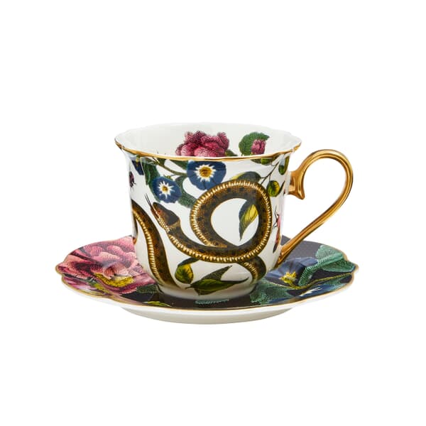 Spode Creatures Of Curiosity - Tea Cup and Saucer Dark Floral