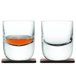 LSA Glassware - Whisky Renfrew Tumblers on Walnut Coasters