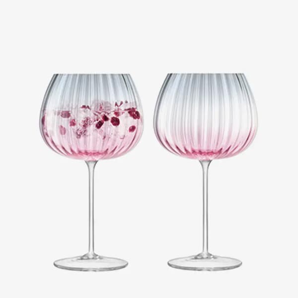 LSA Glassware - Dusk Balloon Goblet Set Of 2 Pink/Grey