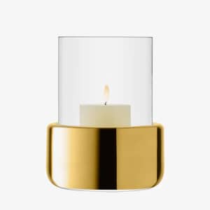 LSA Glassware - Aurum Lantern/Vase 20cm Clear/Gold