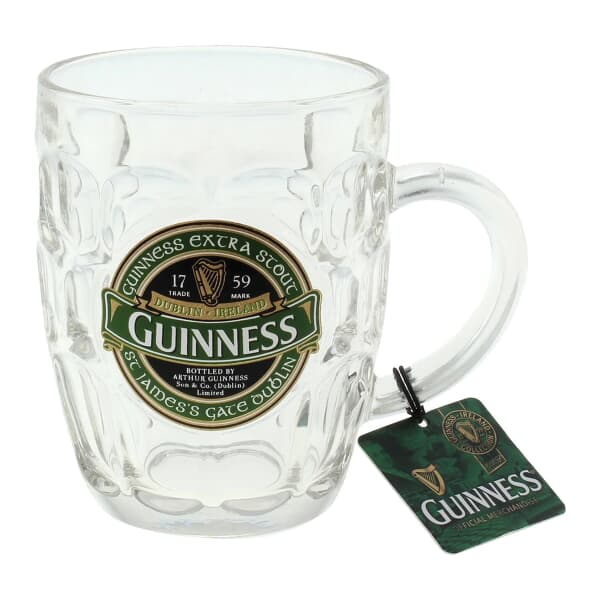 Guinness Green Dimpled Glass Tankard