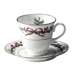 Royal Worcester Holly Ribbons - Tea Cup and Saucer (standard)