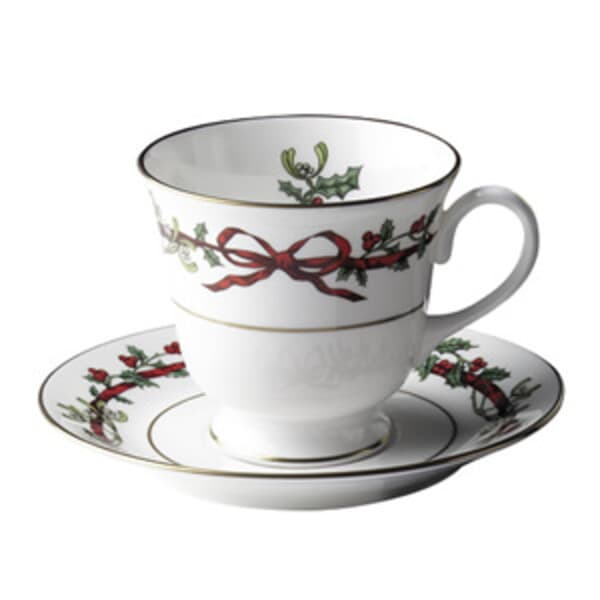 Royal Worcester Holly Ribbons - Tea Cup and Saucer (standard)